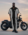 Big & Tall Colorblock Striped T-Shirt Pants Set for big men view 1