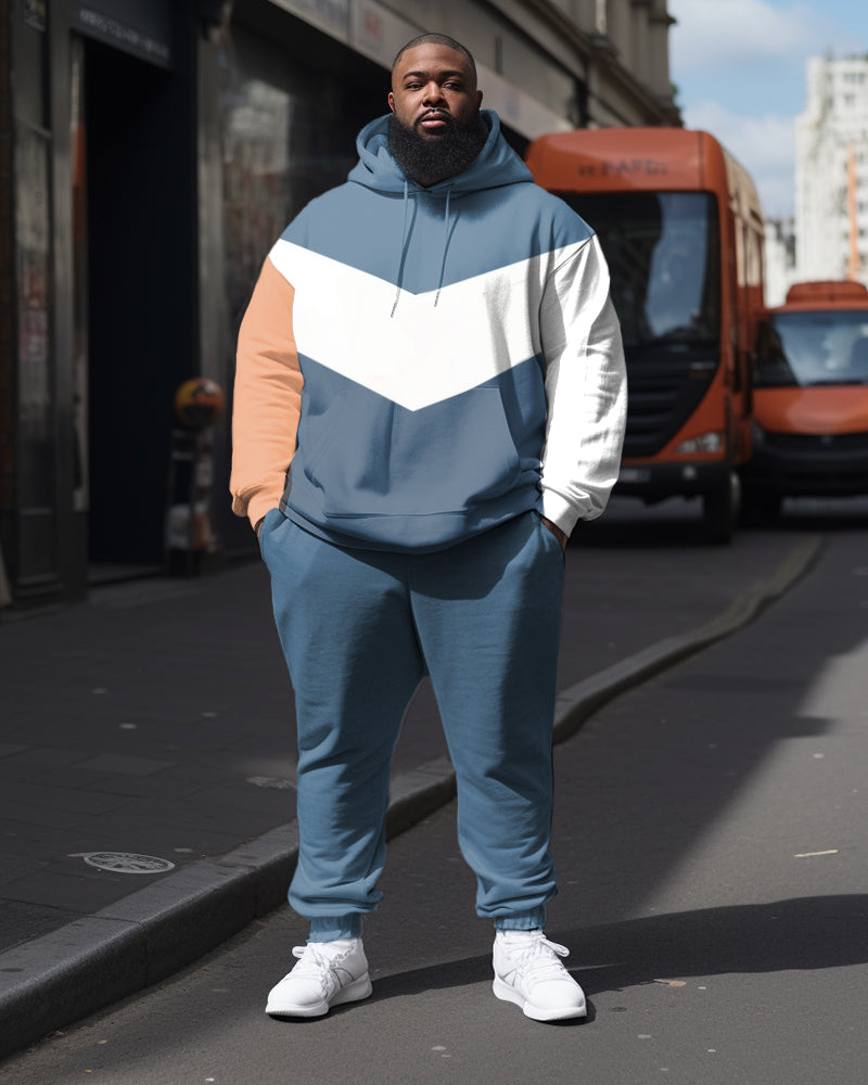 Big & Tall Colorblock Graffiti Hoodie Sweatpants Set for big men view 1