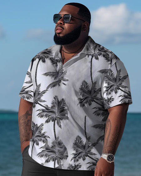 Big & Tall Hawaiian Colorblock T-Shirt Shorts Set for big men view 2