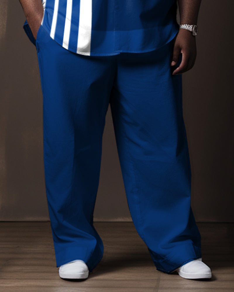 Big & Tall Blue Gradient T-Shirt Pants Set for big men view 3
