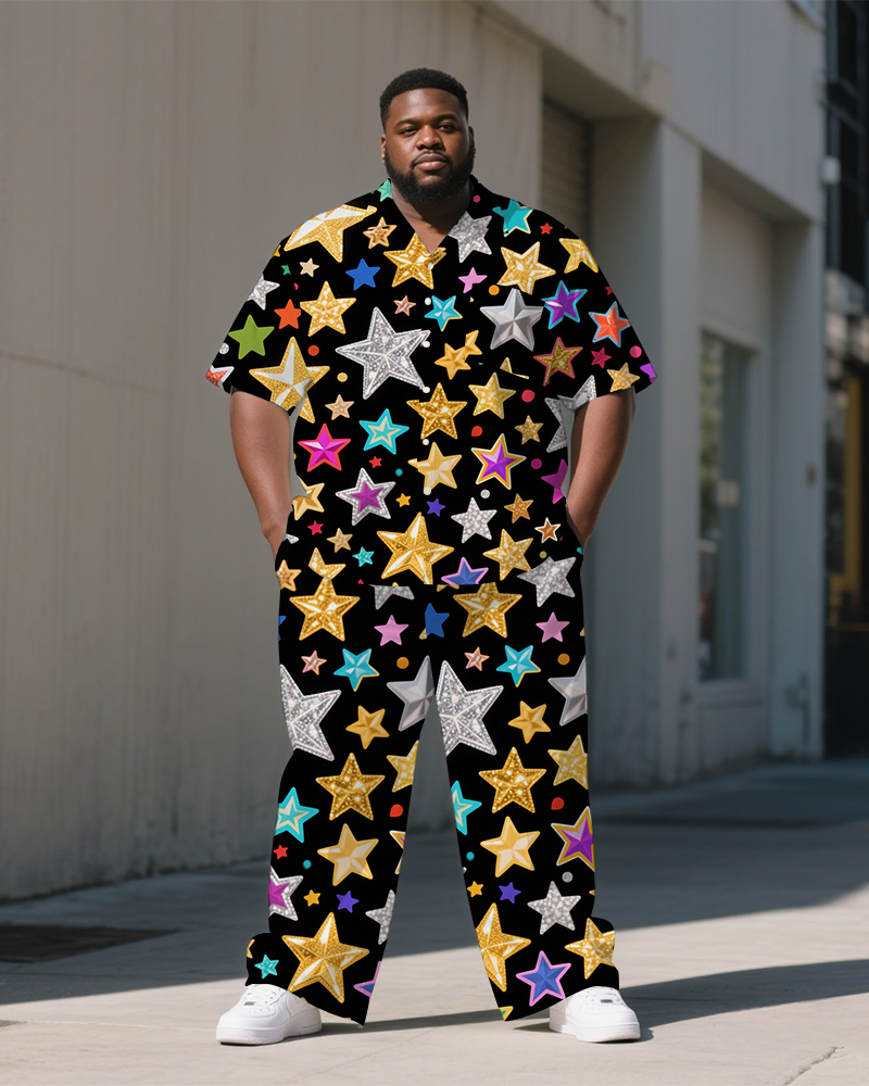Big & Tall Graffiti Streetwear T-Shirt Pants Set for big men view 1