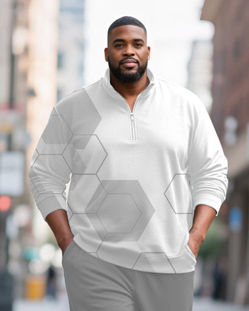 Big & Tall Gray Geometric Two-piece Set for big men view 2