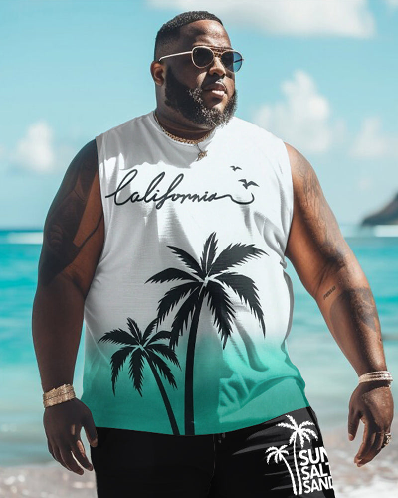 Big & Tall Hawaiian Gradient Graphic Tank Top for big men view 2