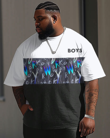 Big & Tall Colorblock Graphic Two-piece Set for big men view 2