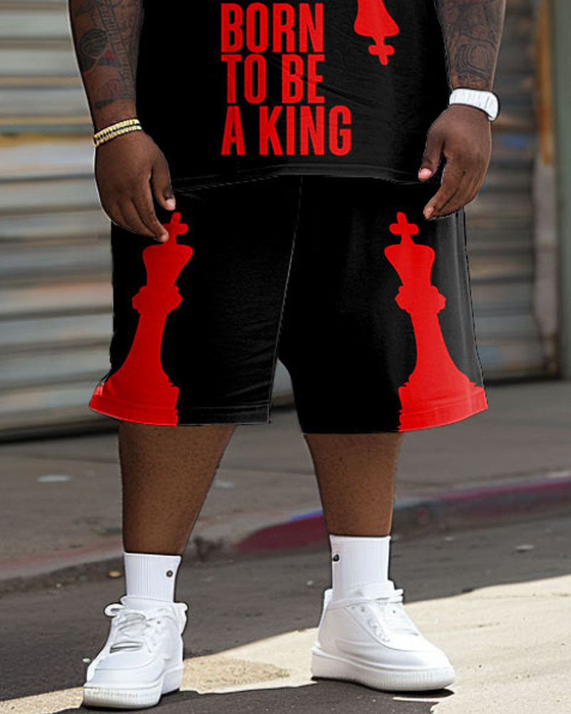 Big & Tall Colorblock Graphic T-Shirt Shorts Set for big men view 3