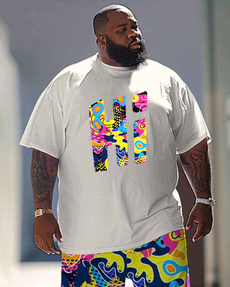 Big & Tall Graphic Streetwear T-Shirt Pants Set for big men view 2