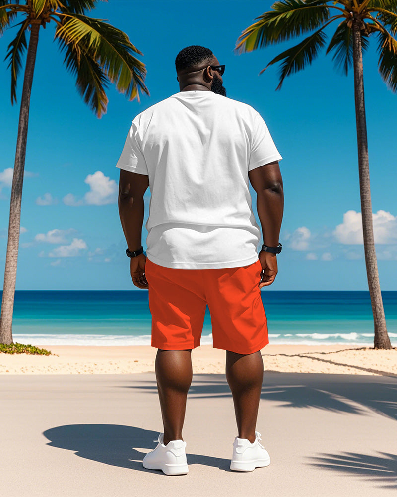 Big & Tall Hawaiian Gradient T-Shirt Shorts Set for big men view 5