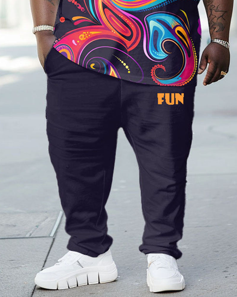 Big & Tall Graphic Streetwear T-Shirt Pants Set for big men view 3