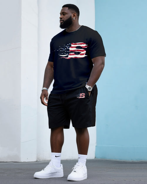 Big & Tall Graphic T-Shirt Shorts Set for big men view 2
