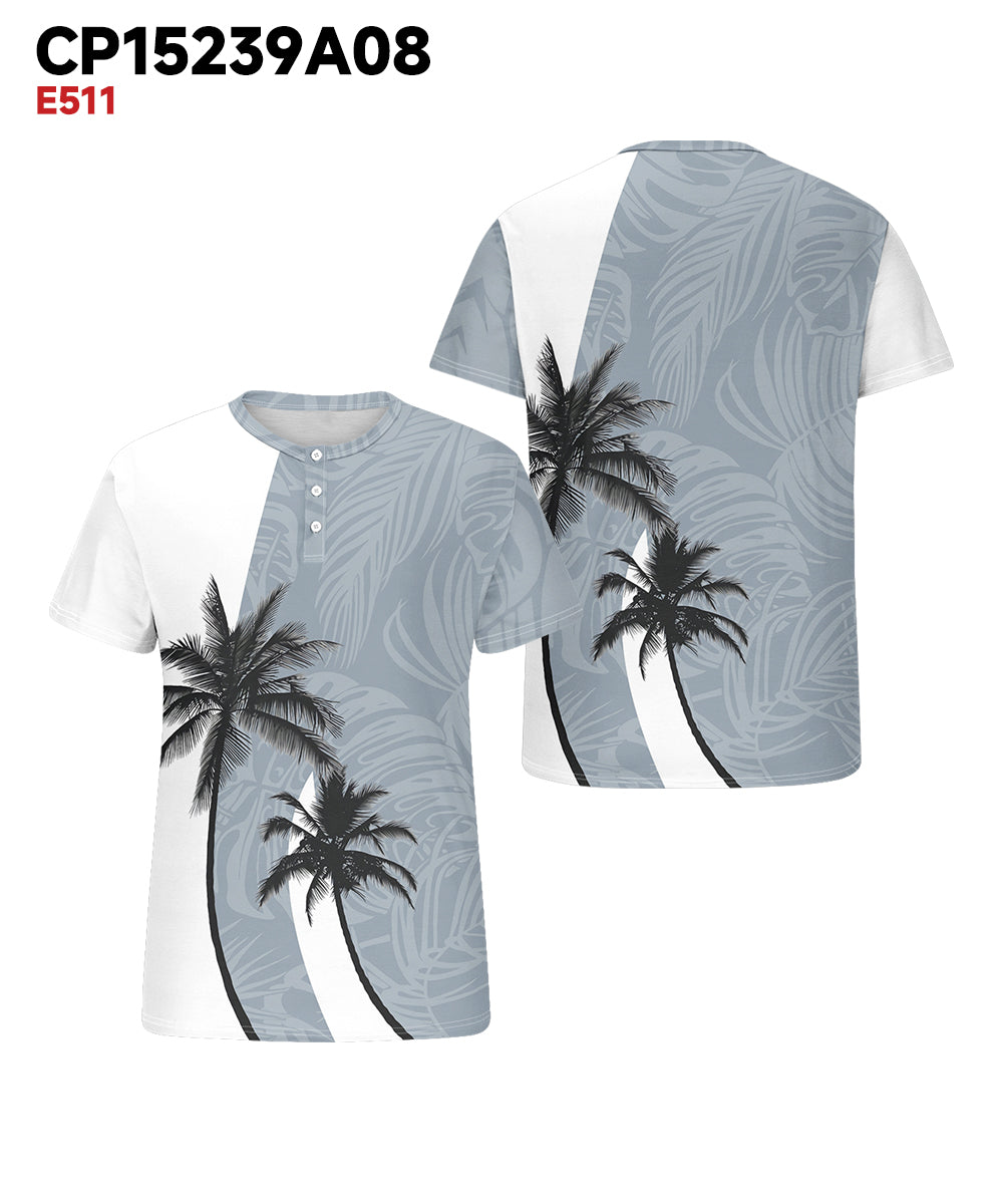 Big & Tall White Hawaiian Colorblock T-Shirt for big men view 3