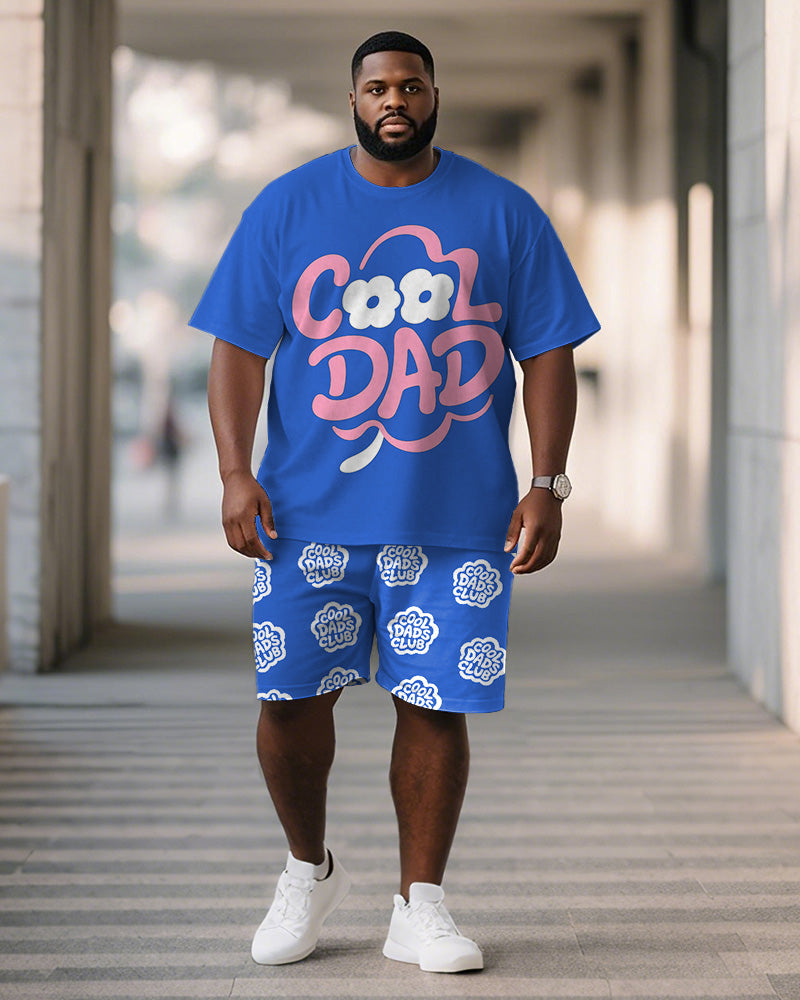 Big & Tall Blue Graphic T-Shirt Shorts Set for big men view 1