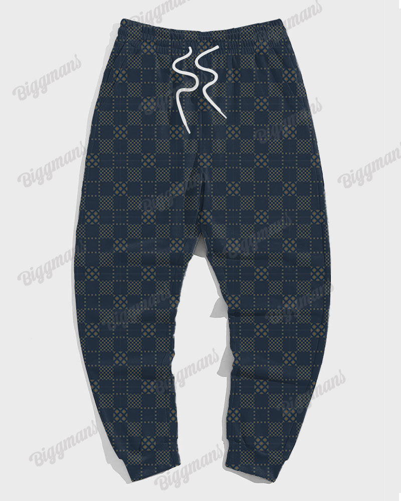 Big & Tall Blue Graphic Hoodie Sweatpants Set for big men view 4