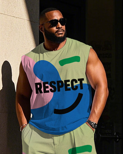 Big & Tall Colorblock Striped Vest Pants Set for big men view 2