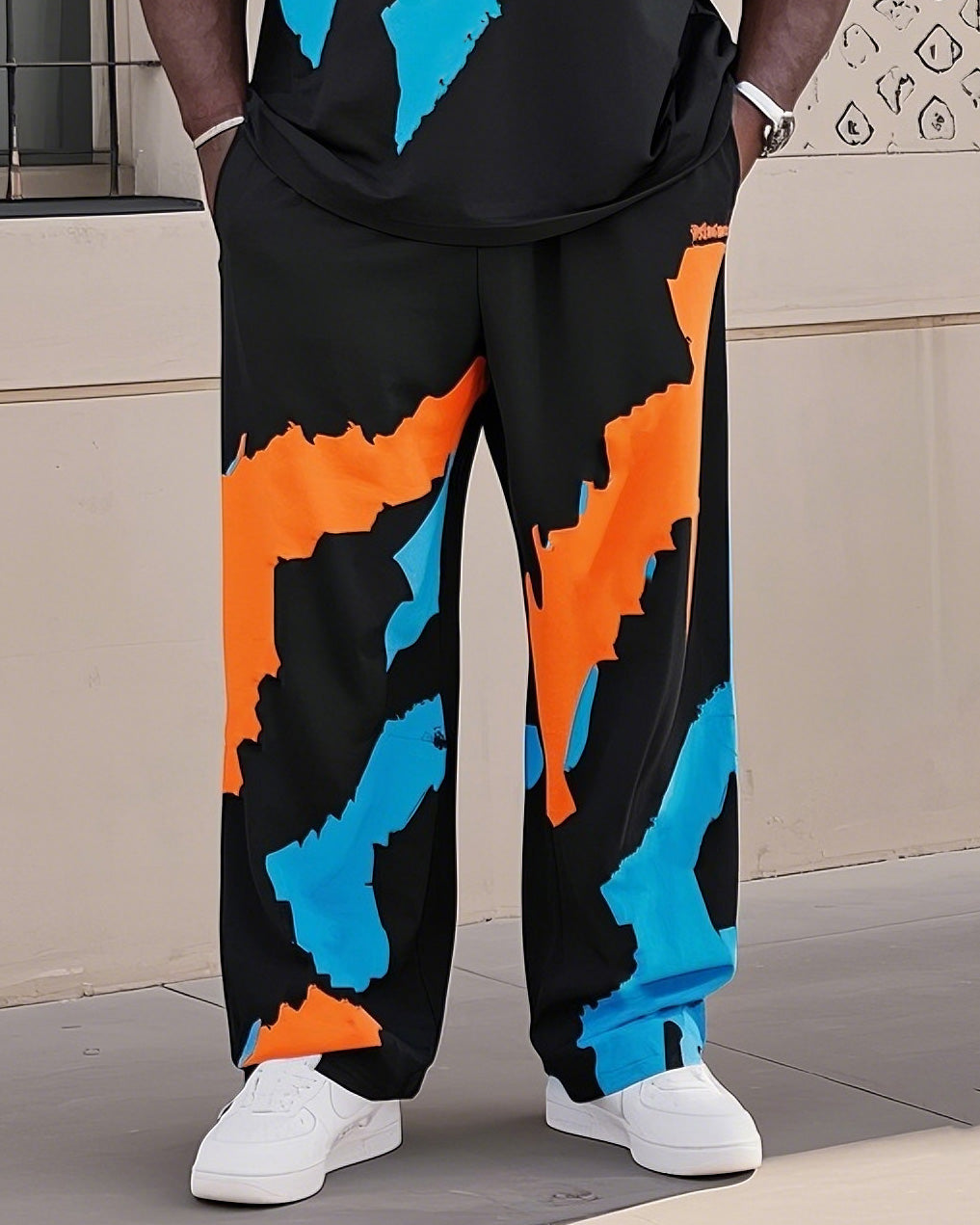 Big & Tall Colorblock Vest Pants Set for big men view 3