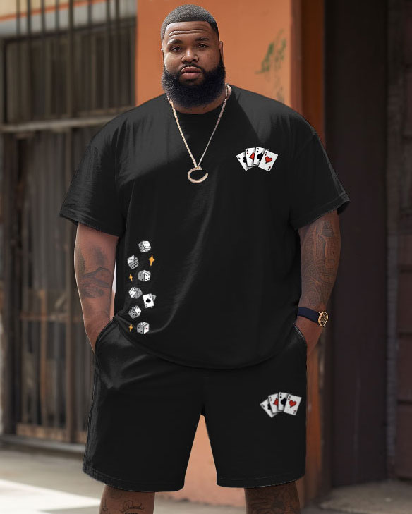 Big & Tall Graphic Streetwear T-Shirt Shorts Set for big men view 1