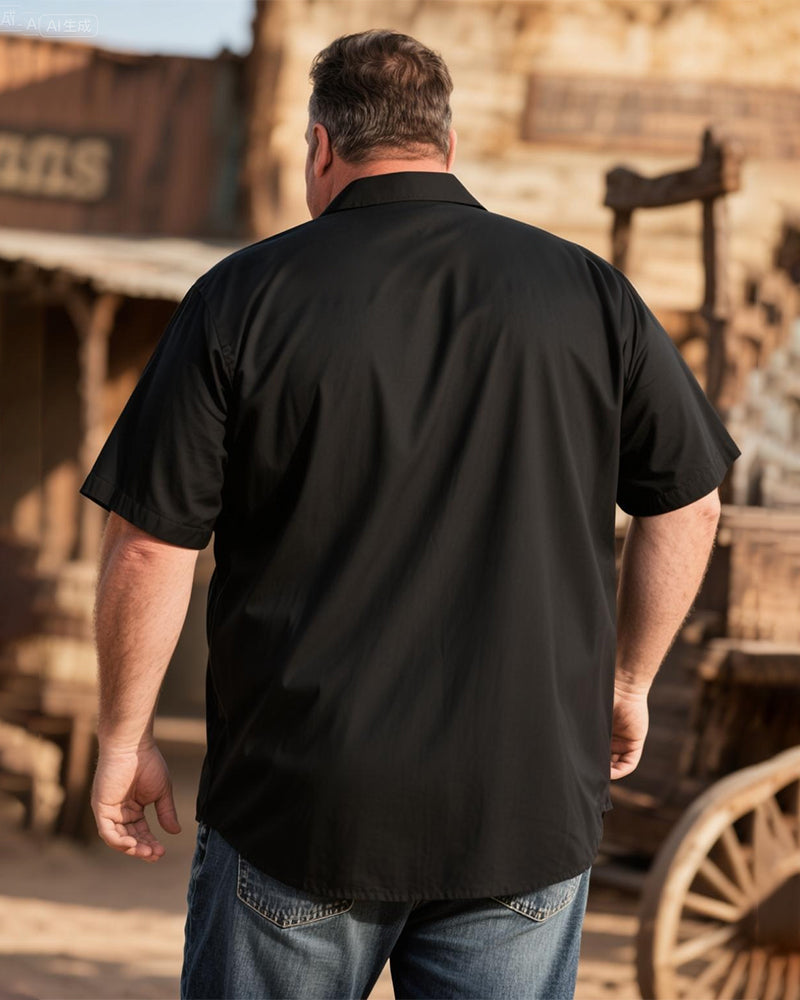 Big & Tall Western Denim Short Sleeve Shirt for big men view 2
