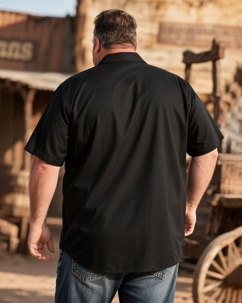Big & Tall Western Denim Short Sleeve Shirt for big men view 2