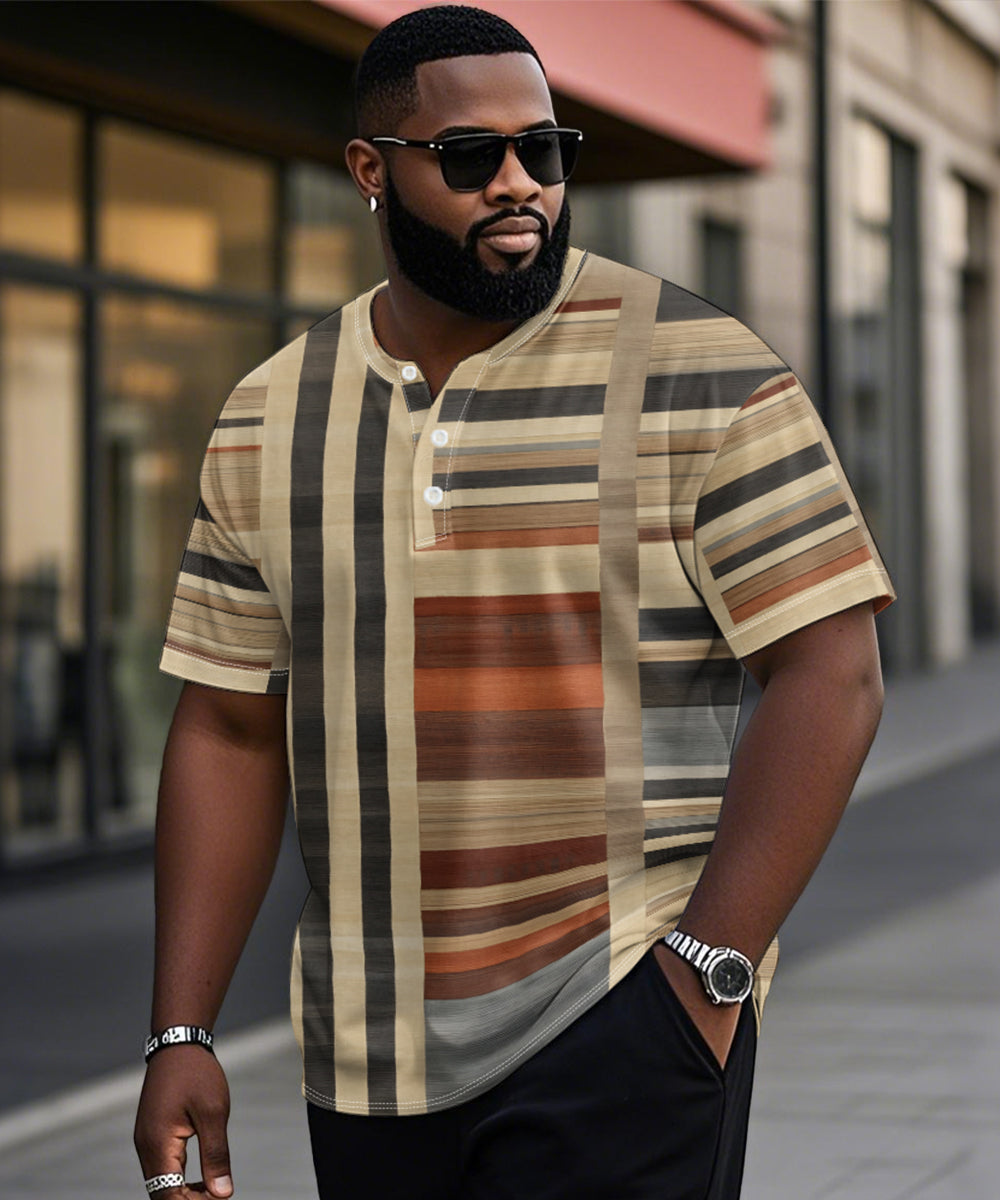 Big & Tall Geometric Graphic Patchwork T-Shirt for big men view 1