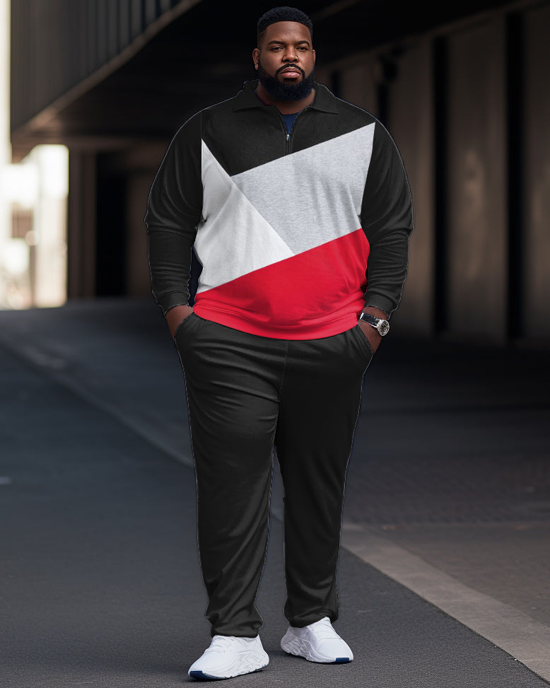 Big & Tall Colorblock Graphic T-Shirt Pants Set for big men view 1