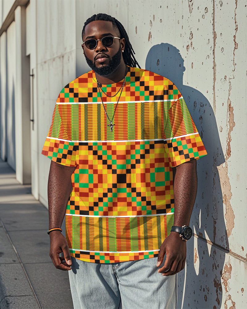 Big & Tall Yellow Geometric Graphic T-Shirt for big men view 1