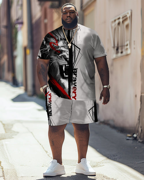 Big & Tall Graphic Streetwear T-Shirt Shorts Set for big men view 1
