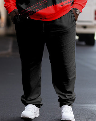 Big & Tall Black Graphic Hoodie Sweatpants Set for big men view 3