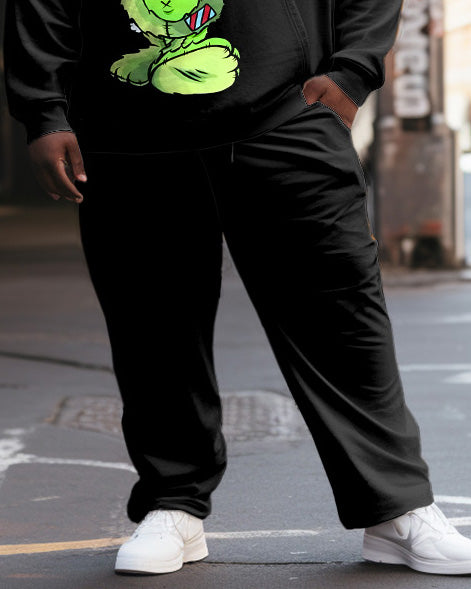 Big & Tall Black Streetwear Hoodie Sweatpants Set for big men view 6