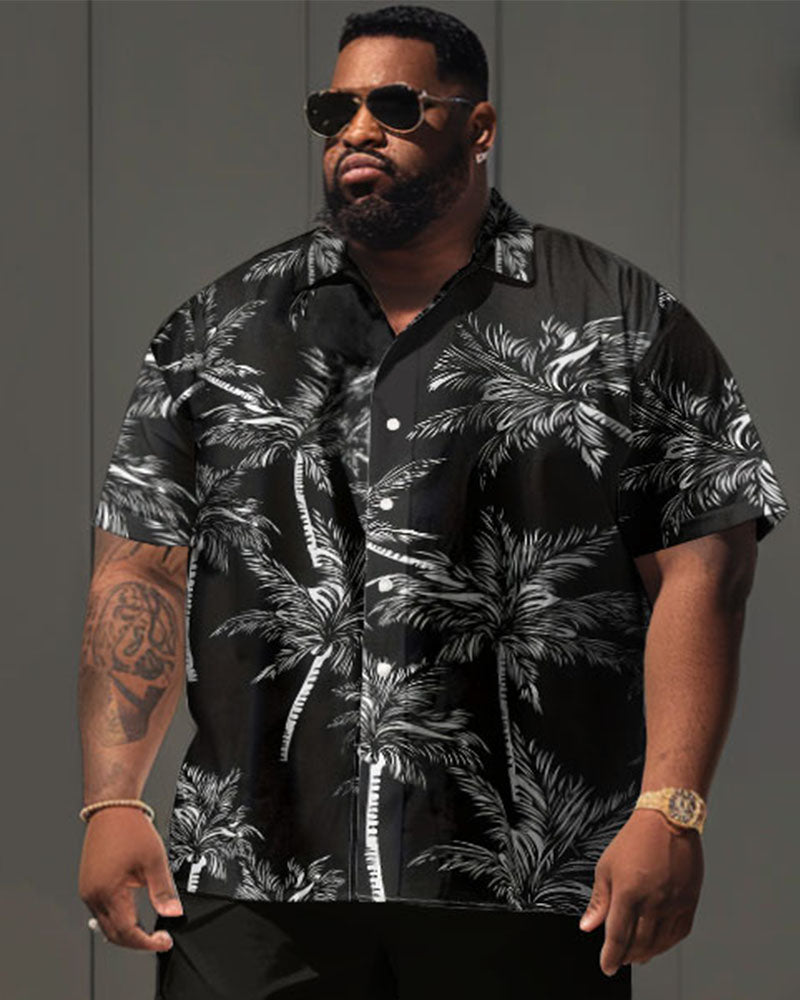 Big & Tall Hawaiian Graphic T-Shirt Shorts Set for big men view 3