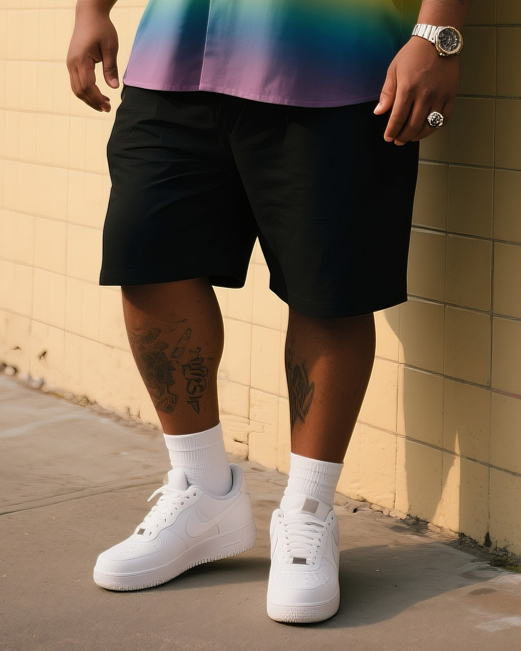 Big & Tall Gradient T-Shirt Shorts Set for big men view 3