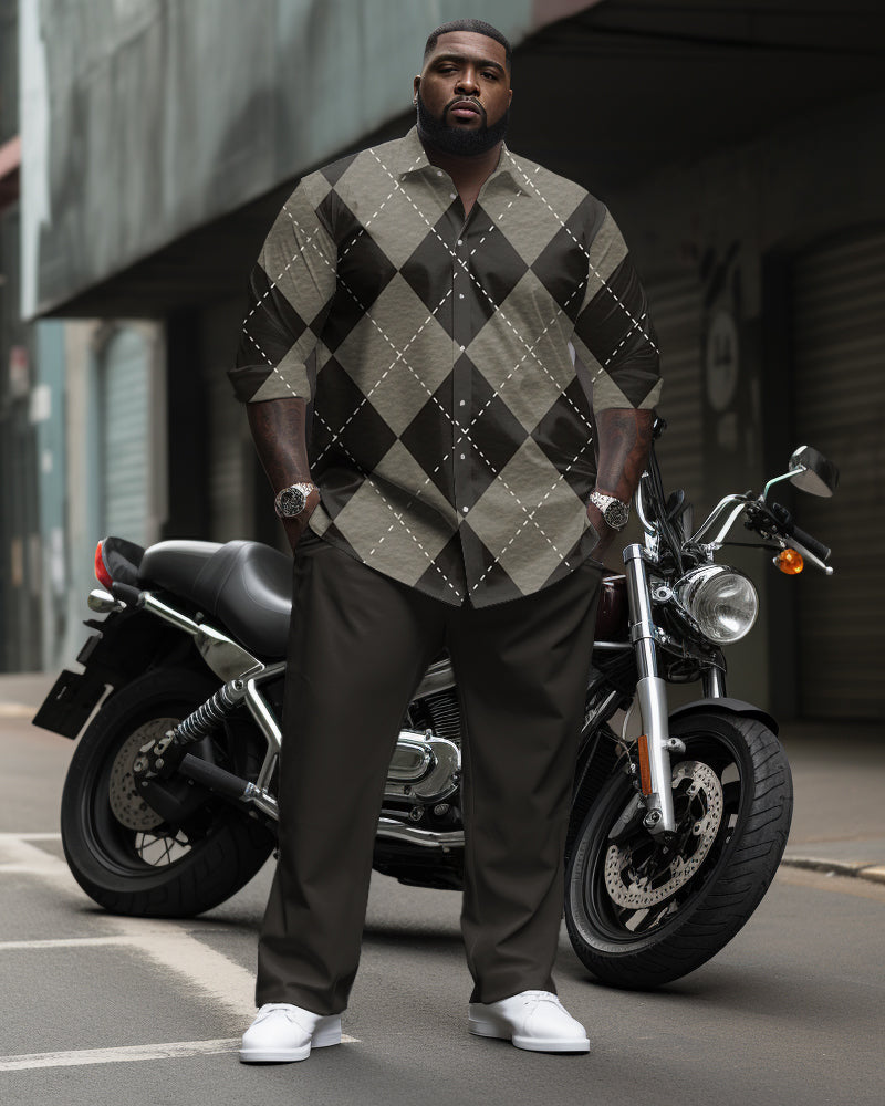 Big & Tall Geometric Plaid Two-piece Set for big men view 1