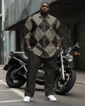 Big & Tall Geometric Plaid Two-piece Set for big men view 1