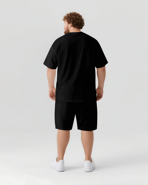 Big & Tall Graphic Streetwear T-Shirt Shorts Set for big men view 2