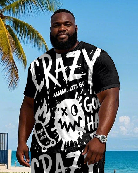 Big & Tall Graphic Graffiti T-Shirt Shorts Set for big men view 2