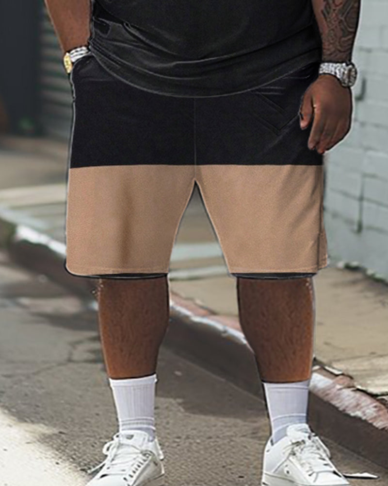 Big & Tall Colorblock Graphic T-Shirt Shorts Set for big men view 3