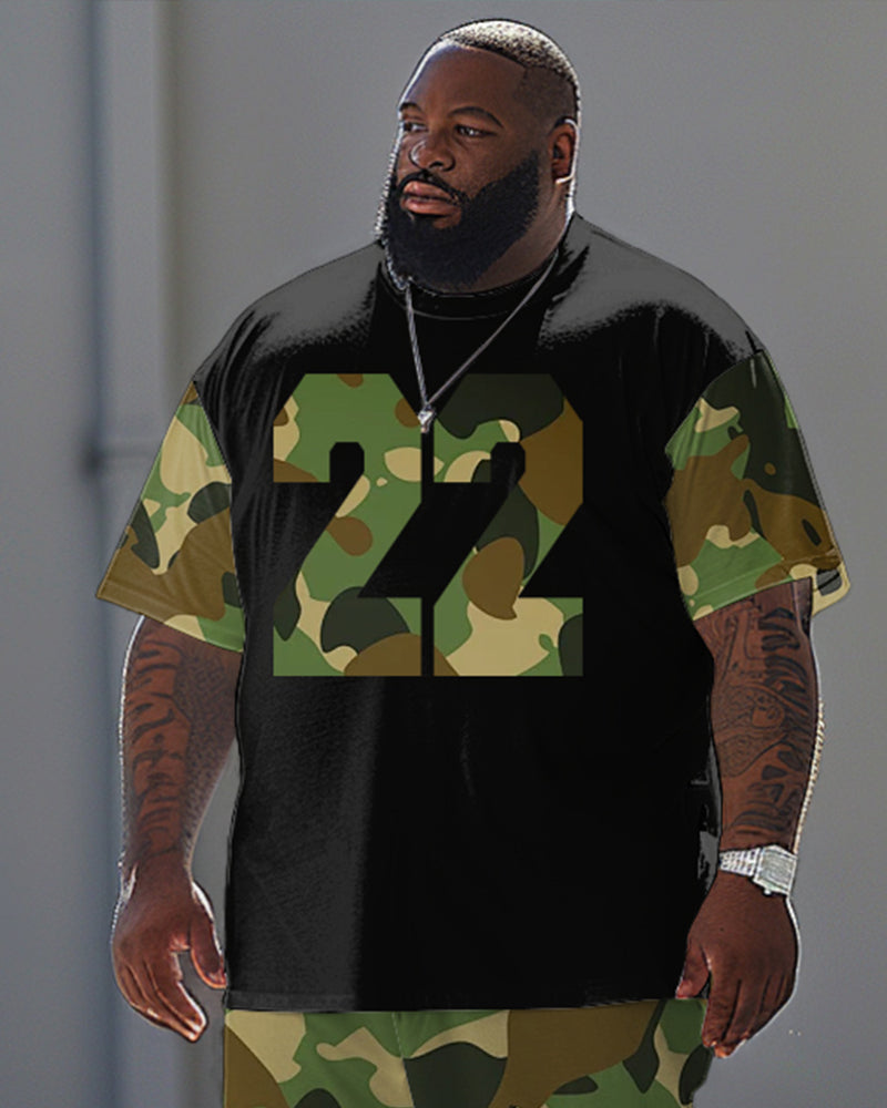 Big & Tall Graphic Camouflage T-Shirt Pants Set for big men view 2