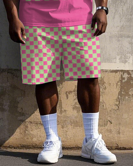 Big & Tall Hawaiian Smiley T-Shirt Shorts Set for big men view 3