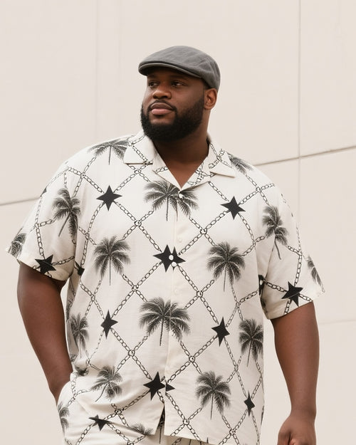 Big & Tall Tropical T-Shirt Shorts Set for big men view 2