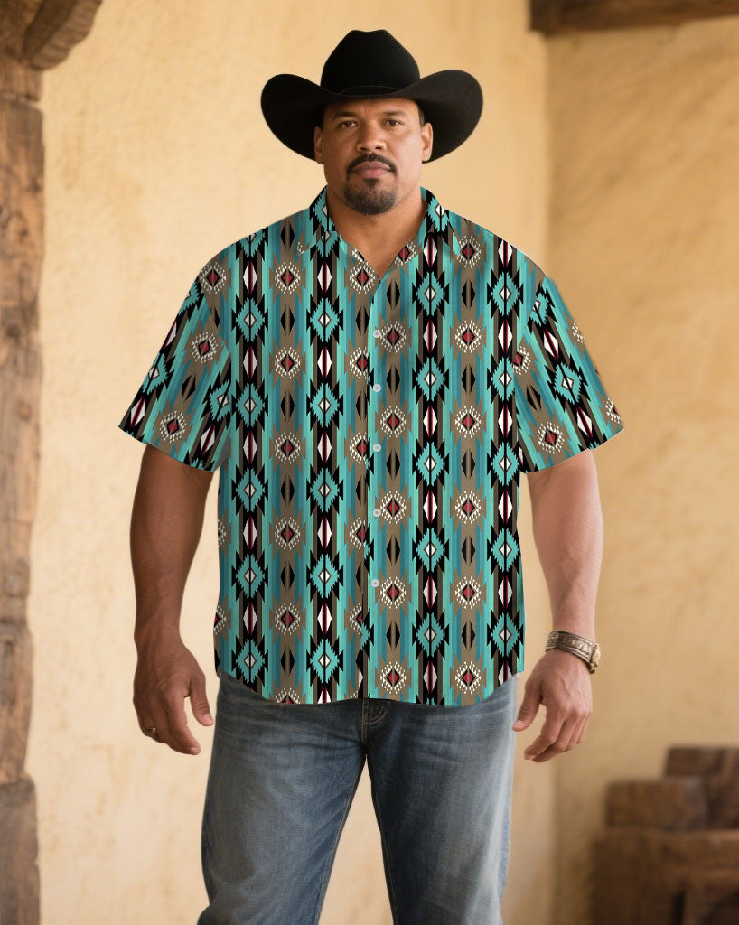 Big & Tall Western Denim Graphic Short Sleeve Shirt for big men view 1