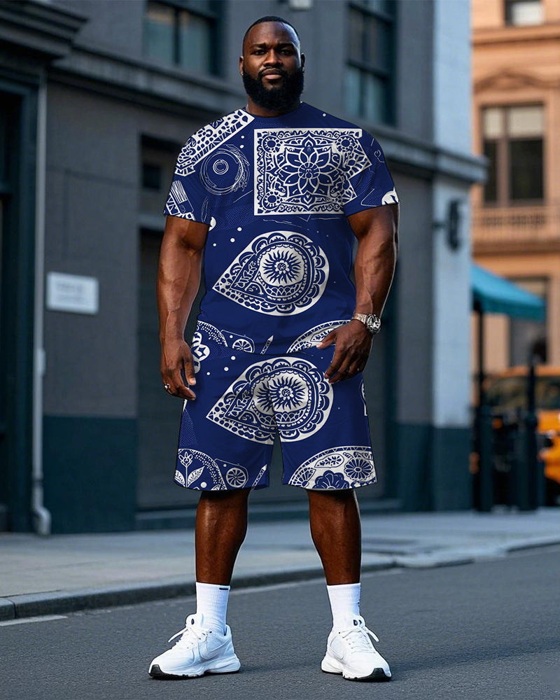 Big & Tall Vintage T-Shirt Shorts Set for big men view 1