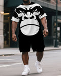 Big & Tall Graphic Streetwear T-Shirt Shorts Set for big men view 1