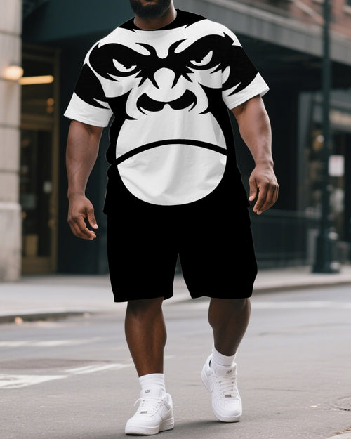 Big & Tall Graphic Streetwear T-Shirt Shorts Set for big men view 1
