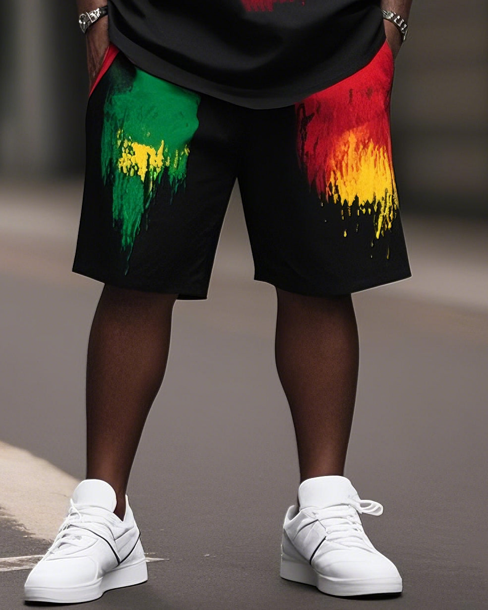 Big & Tall Graffiti T-Shirt Shorts Set for big men view 3