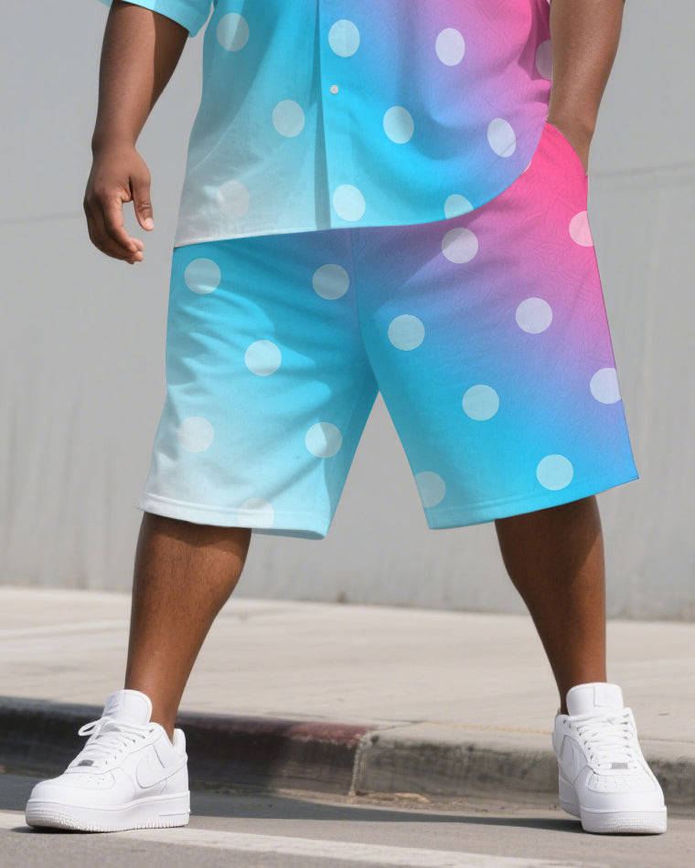 Big & Tall Gradient T-Shirt Shorts Set for big men view 3