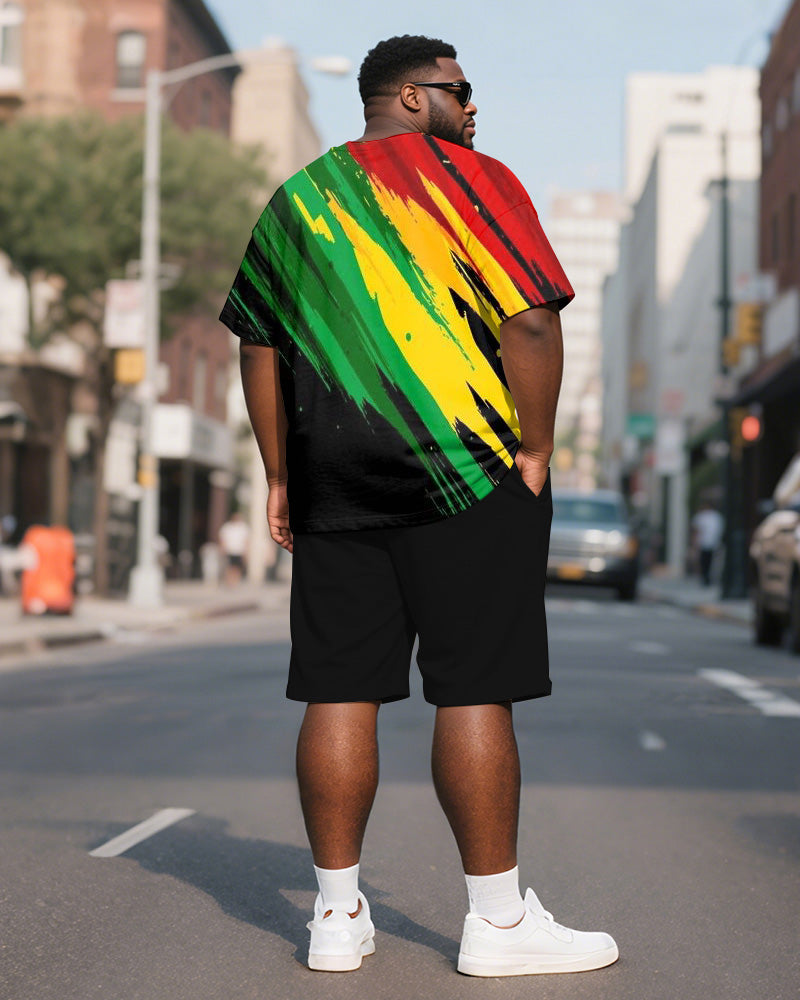 Big & Tall Juneteenth Graphic T-Shirt Shorts Set for big men view 4