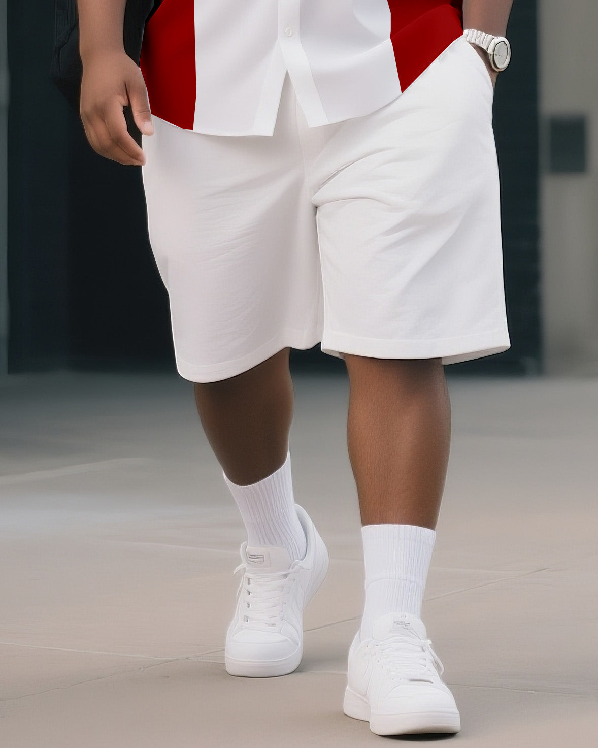 Big & Tall Colorblock T-Shirt Shorts Set for big men view 3