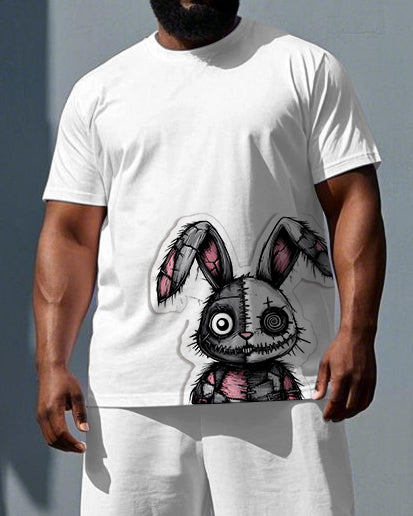 Big & Tall Colorblock Graphic T-Shirt Shorts Set for big men view 2