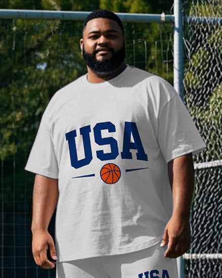 Big & Tall Graphic T-Shirt Pants Set for big men view 2
