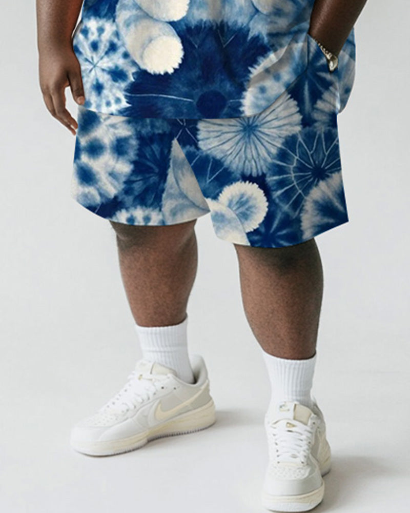 Big & Tall Blue Graphic T-Shirt Shorts Set for big men view 3
