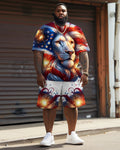 Big & Tall Graphic T-Shirt Shorts Set for big men view 2