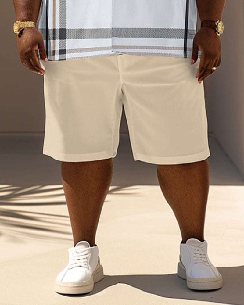 Big & Tall Plaid Graphic T-Shirt Shorts Set for big men view 4